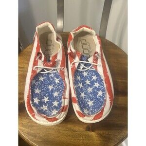 Hey Dude Women’s Size US 6 EU 37 Wendy Star Spangled Stars And Stripes Patriotic